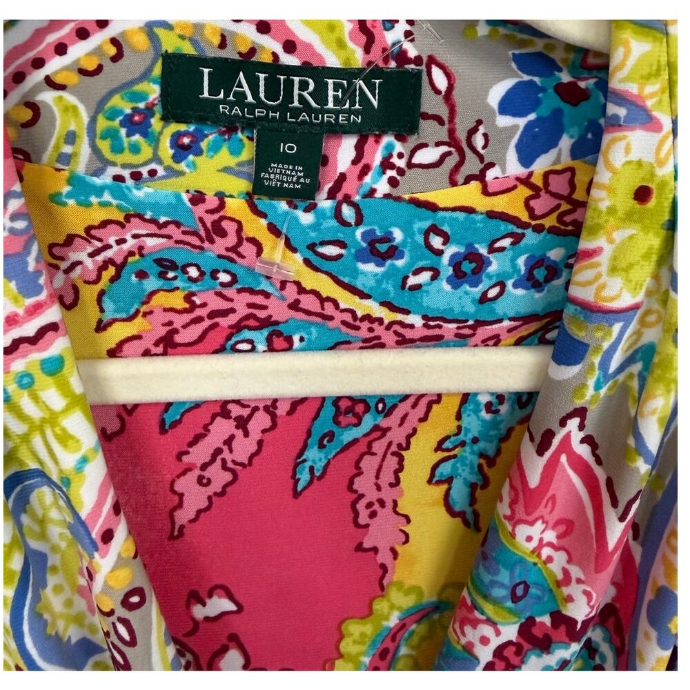 Lauren Ralph Lauren Multi-color Paisley Faux Wrap Dress, 10 - Picture 4 of 7
